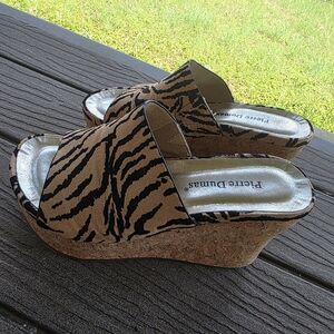 Pierre Dumas Zebra Print Cork Wedges